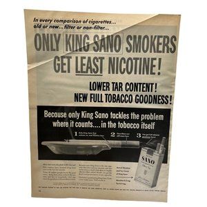 Vintage 1958 Print Ad King Sano Cigarettes Smoking Tobacco Less Nicotine